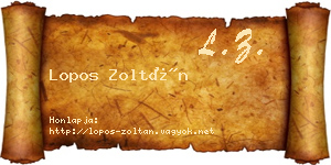 Lopos Zoltán névjegykártya